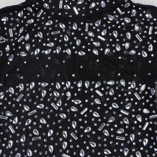 Image of PORRCEY Women's Sexy Rhinestone Mesh See Through Party Night Prom Dress