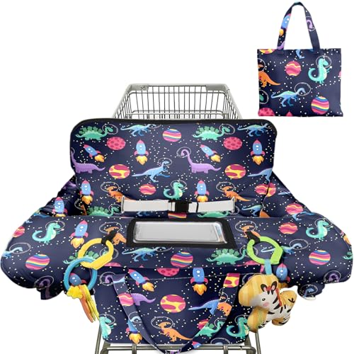 Image of Shopping Cart Cover for Baby Girl Boy 2-in-1 High Chair Water Resistant High Chair Cover w/Phone Pouch Pocket Gender Neutral Cart Cover for Babies Padded Grocery Cart Cover for Baby