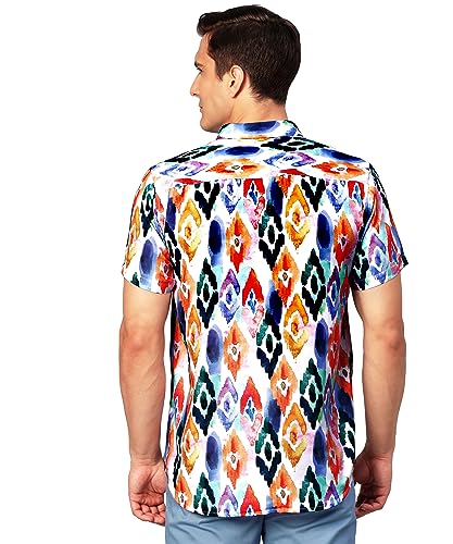 Image of Venisa Men's Cotton Blended Printed Casual Shirt