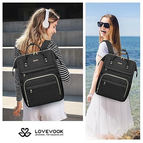 Image of LOVEVOOK Laptop Backpack for Women,15.6 Inch Professional Womens Travel Backpack Purse Computer Laptop Bag Nurse Teacher Backpack,Waterproof College Work Bag Carry on Back Pack with USB Port
