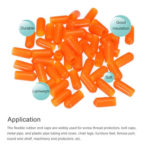 Image of MECCANIXITY 50pcs 6mm(1 /4 inch) Rubber End Caps Cover PVC Vinyl Screw Thread Protector Round Wire Shelf Caps for Screw Bolt Pipe Fence Post, Orange