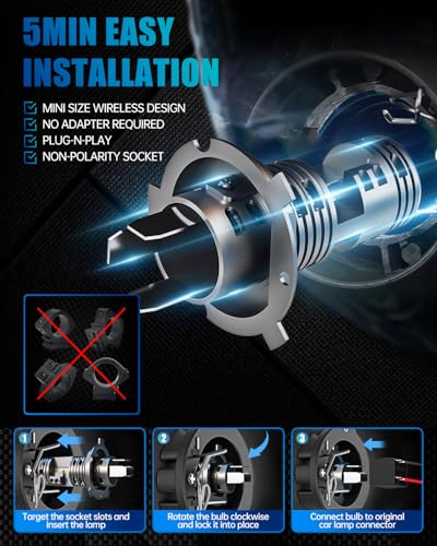Image of FRANXI H4 /9003 /HB2 Bulbs, 16000LM Super Bright Fog Lights, Pack of 2