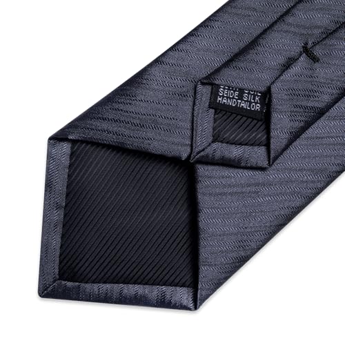 Image of DiBanGu Mens Silk Necktie Solid Color Tie and Pocket Square Cufflink Tie Clip Set Woven Plain Ties for Men Wedding Party