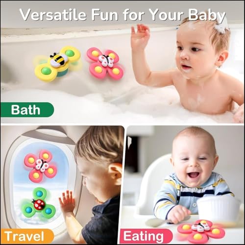 Image of ToyTastic Strong Suction Cup Fidget Rotating Sensory Hand Spinner Toys 6 12 18 Months Airplane Car Travel Table & Window Toys (Snail Design)