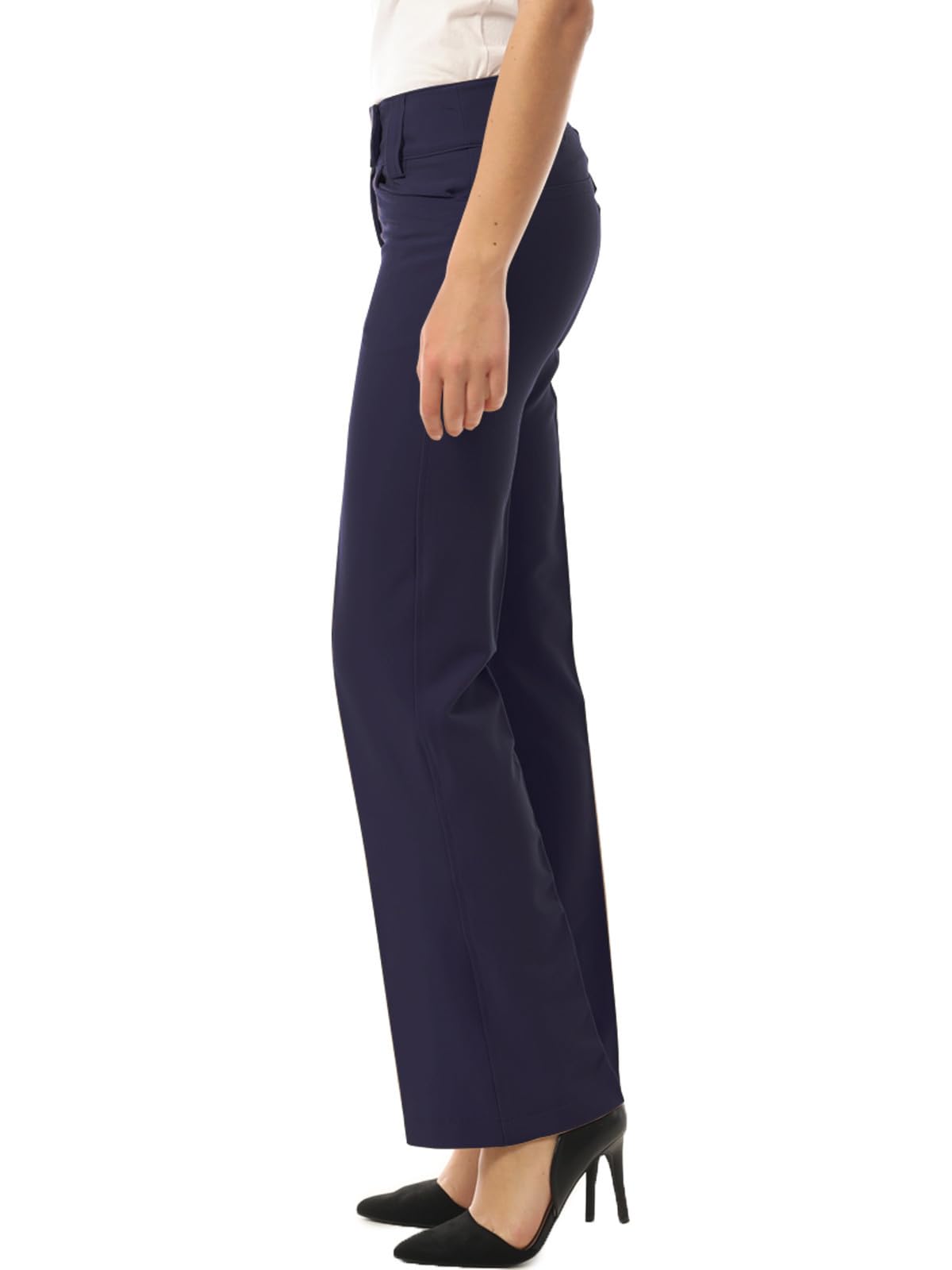 MixMatchy Pantalones de vestir relajados con corte de bota para mujer, pantalones de trabajo casuales de negocios