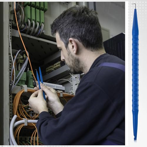 Image of Daifunli 10 Pcs Probe Pick Spudger Tools Bulk Nylon with L-Shaped Wire Hook 7 inch Length for Telecom Data Communication and Alarm Installers (Blue)