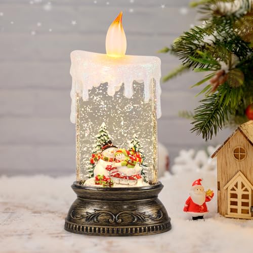 Eldnacele Schneekugel Weihnachtslaterne mit Timer & Musik,...