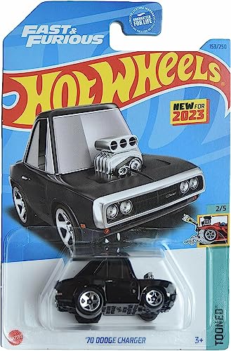 Hot Wheels 70 Dodge Charger Tooned 2/5 Negro miniatura 1
