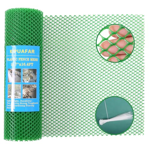 Image of Pet Proof Barrier Net, Green Plastic Chicken Wire Mesh Fencing 15.7IN x 16.4FT, Balcony Cat Safety Net & Garden Snake Barrier, Heavy Duty Protection for Chicken Coops, Rabbit Hutches, Dog Kennels