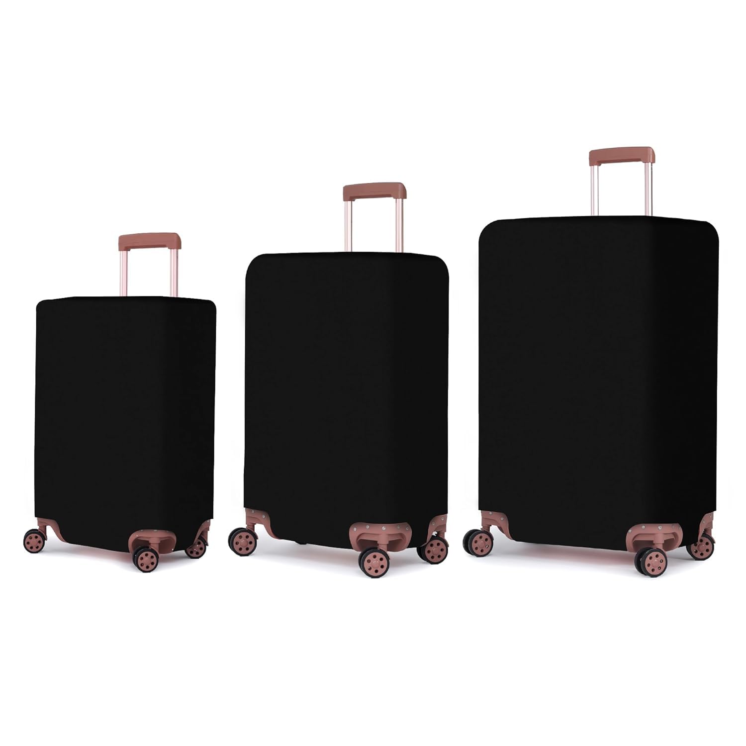 Printed Luggage Cover for Suitcase Stretchable Scratchproof Trolley Bag Protector with Velcro Lock Washable Travel Cover (Only Cover in Product)-Solid_Black 5-3-Size Combo-image-15