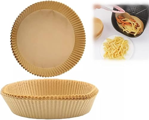 Miniatura 1 de Alfombrilla de papel desechable para freidora de aire, vaporizador de pulpa de madera, alfombrillas y forros redondos para hornear, 50 unidades,