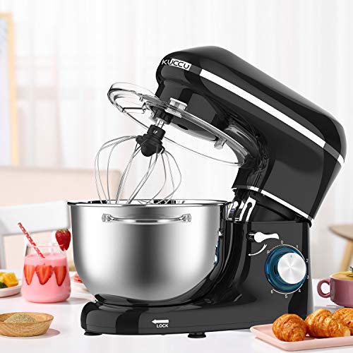 Stand mixer,Kuccu 5.5 Quart Tilt-Head, 660w Electric Kitchen mixer, 6-Speeds With Stainless Steel Bowl,Dough Hook,Whisk, Beater,Egg white separator (5.5-QT, Black)