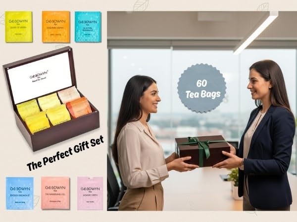 Image of Goodwyn Tea Alluring Chest (60 Tea Bags) | Assorted | Royal Exotic Wooden Tea Box | Best Premium Tea Hamper Gift Box Set Souvenir for Foreigners, Office, Corporates | Wedding | Welcome | Anniversary | Birthday | Festivals | Occassion