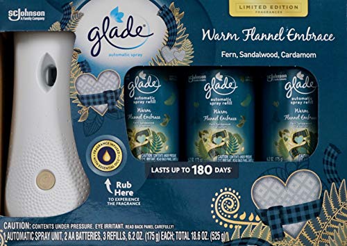 Glade Warm Flannel Embrace Sandalwood, 3 Refills and 1 Automatic Spray Unit - //coolthings.us