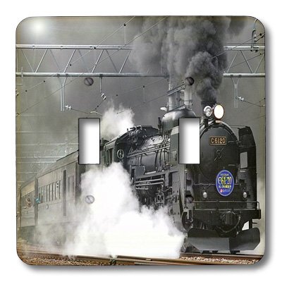 Plaque interrupteur train à vapeur déco murale monochrome 3dRose