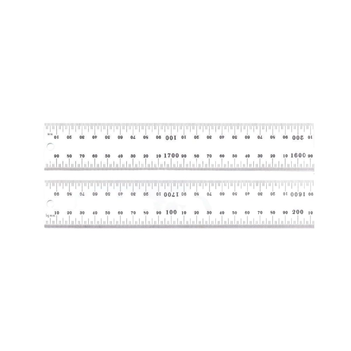 Starrett Heavy Spring Tempered Steel Rule with Satin Chrome Finish, Quick Reading and Millimeter Graduation - 35 Graduation, 1800mm Length, 2.5mm Thickness - C635-1800mm