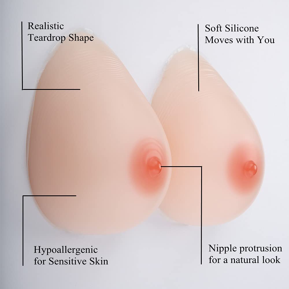 Mammaires en Silicone, 1 Paire Faux Sein Artificiel Poitrines de Silicones Faux Faux Sein-s Silicone, Prothese Mammaire Silicone pour Mastectomie Travestis Transsexuels Cosplay