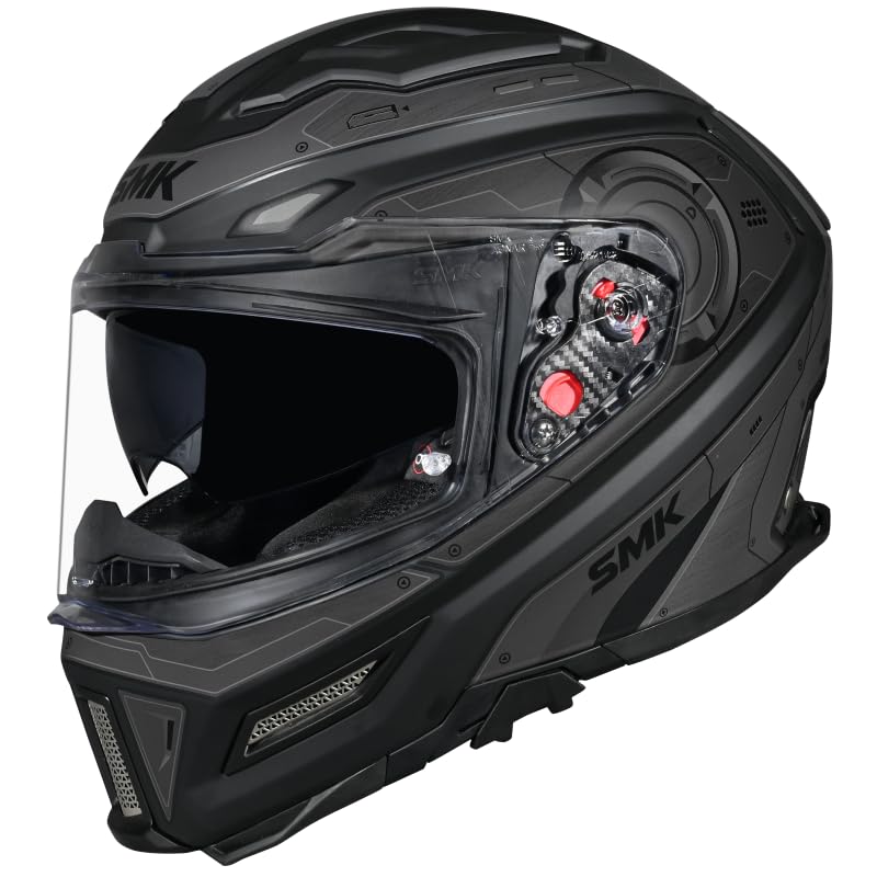Image of SMK Agnar Cyborg Full Face Dual Visor Helmet, ISI DOT ECE 22.06 Certified