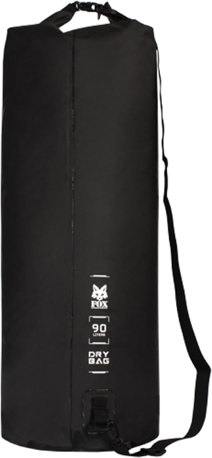 Fox Outdoor Products Super Heavy Weight Dry Bag – Waterproof PVC Roll-Top Duffel with Grip & Strap Design for Gear Storage, 90 LITER, BLACK