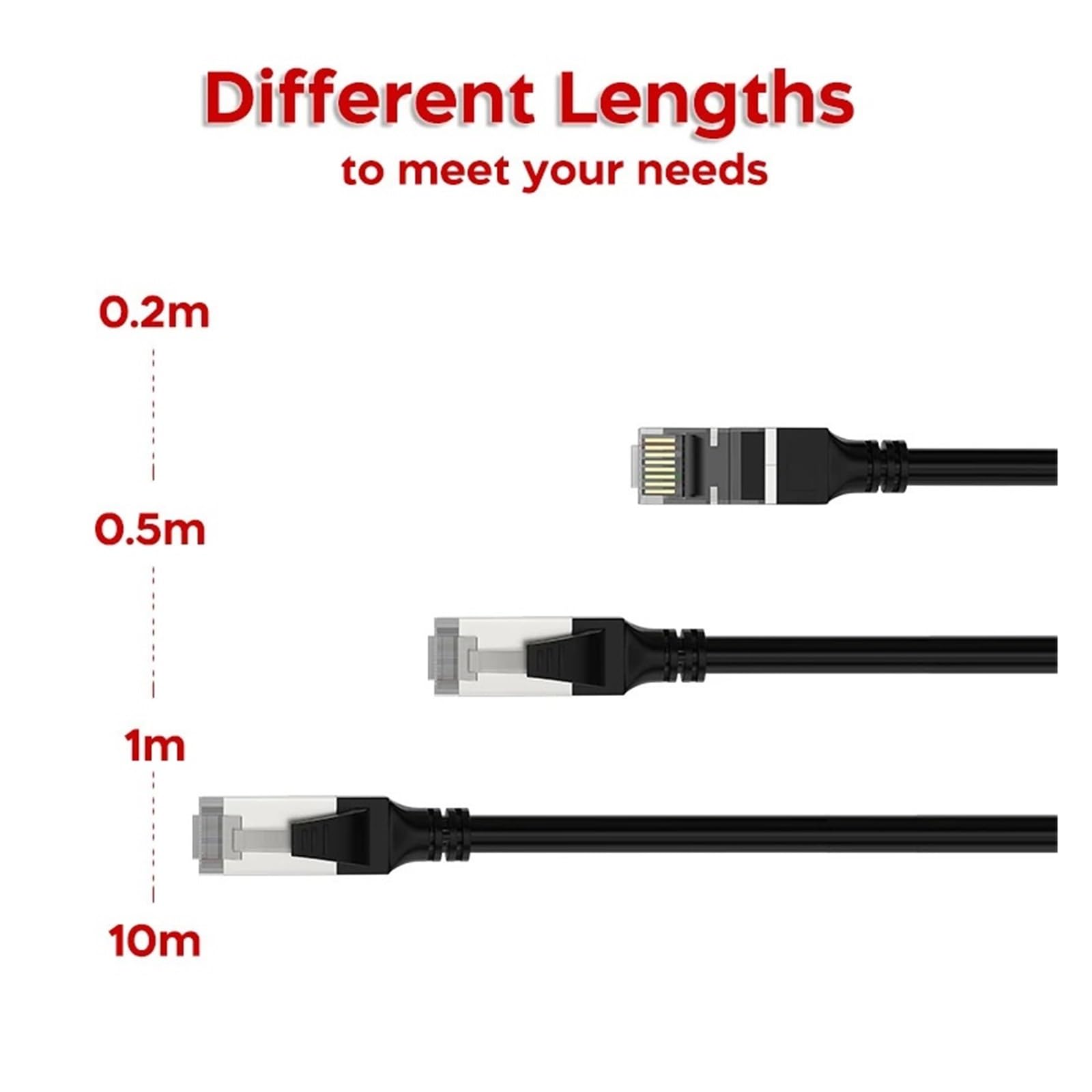 Ethernet-Kabel, Cat7 SSTP-Ethernet-Kabel 10 Gbit/s, 0,2–10 m, RJ45 vergoldet