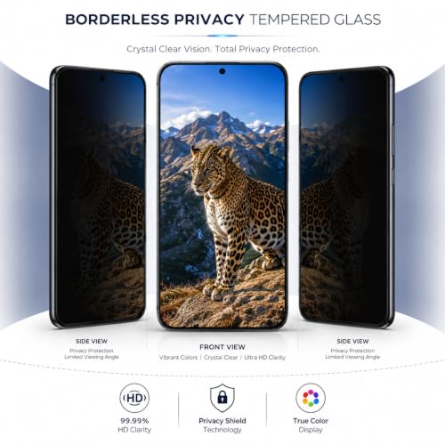 Image of FIRST MART Borderless Privacy Tempered Glass for Google Pixel 10 & Pixel 10 Pro with Cable Protector | Anti-Spy Edge-to-Edge Screen Guard, Case-Friendly | Pack of 1