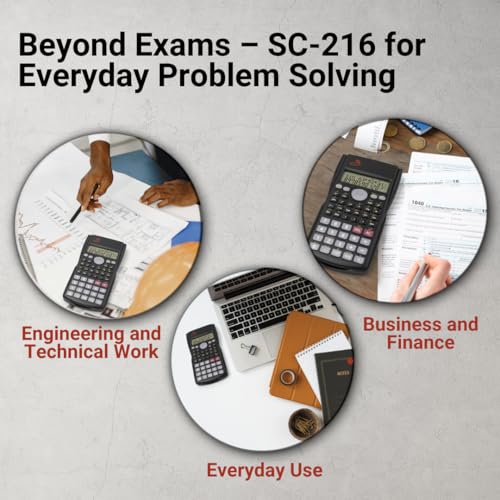 Image of Fraction Calculator for School - SC-216 Scientific Calculator by Red Star Tec, with 4 Functions, SAT-Ready, 2-Line Display with Trigonometry, Algebra & Statistics, Non-Graphing Calculator