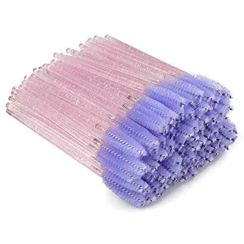 Image of G2PLUS 50PCS Eyelash Mascara Brushes, Disposable Lash Spoolies, Bendable Crystal Mascara Wands for Lash Extensions, Eyebrow Grooming, Makeup Kit, Salon Professional Use