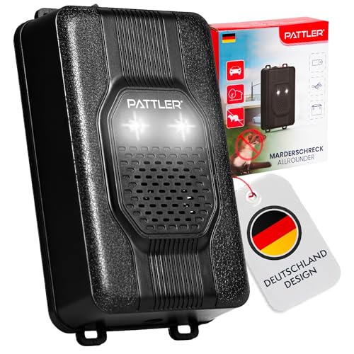 PATTLER® Marderschreck Auto mit Blitzlicht - Marderabwehr mit Flexible Stromversorgung - 12V Autobatterie, AA-Batterie oder USB - Effektiver Marderschutz für Auto, Garten, Dachboden - 1 Stück