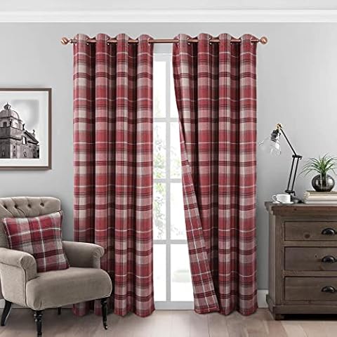 always4u Modern Classic Plaid Curtains Cover