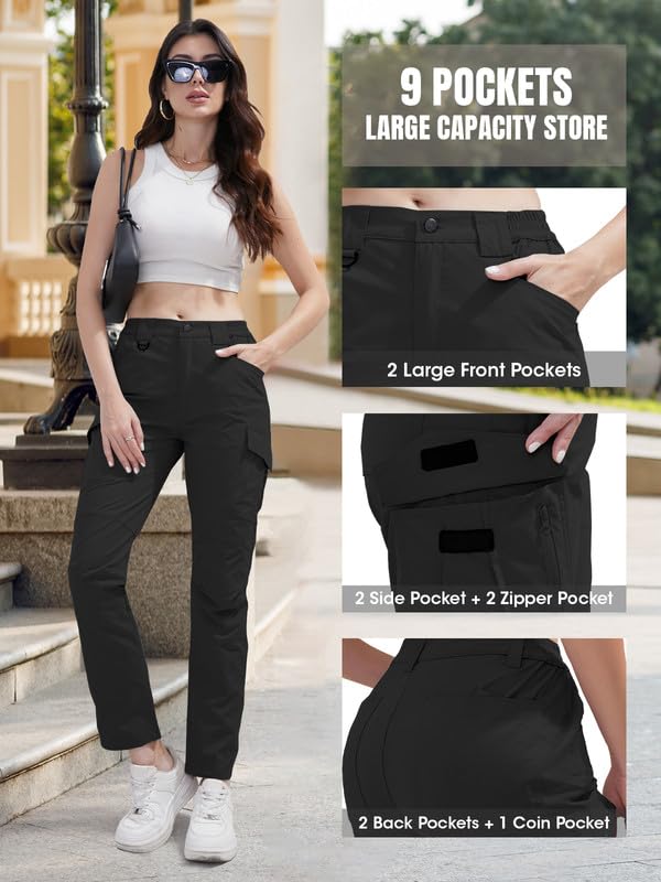 INYOTRAK Women's Hiking Cargo Pants 9 Pockets Water-Resistant Quick Dry Lightweight Work Travel Camping - image 5