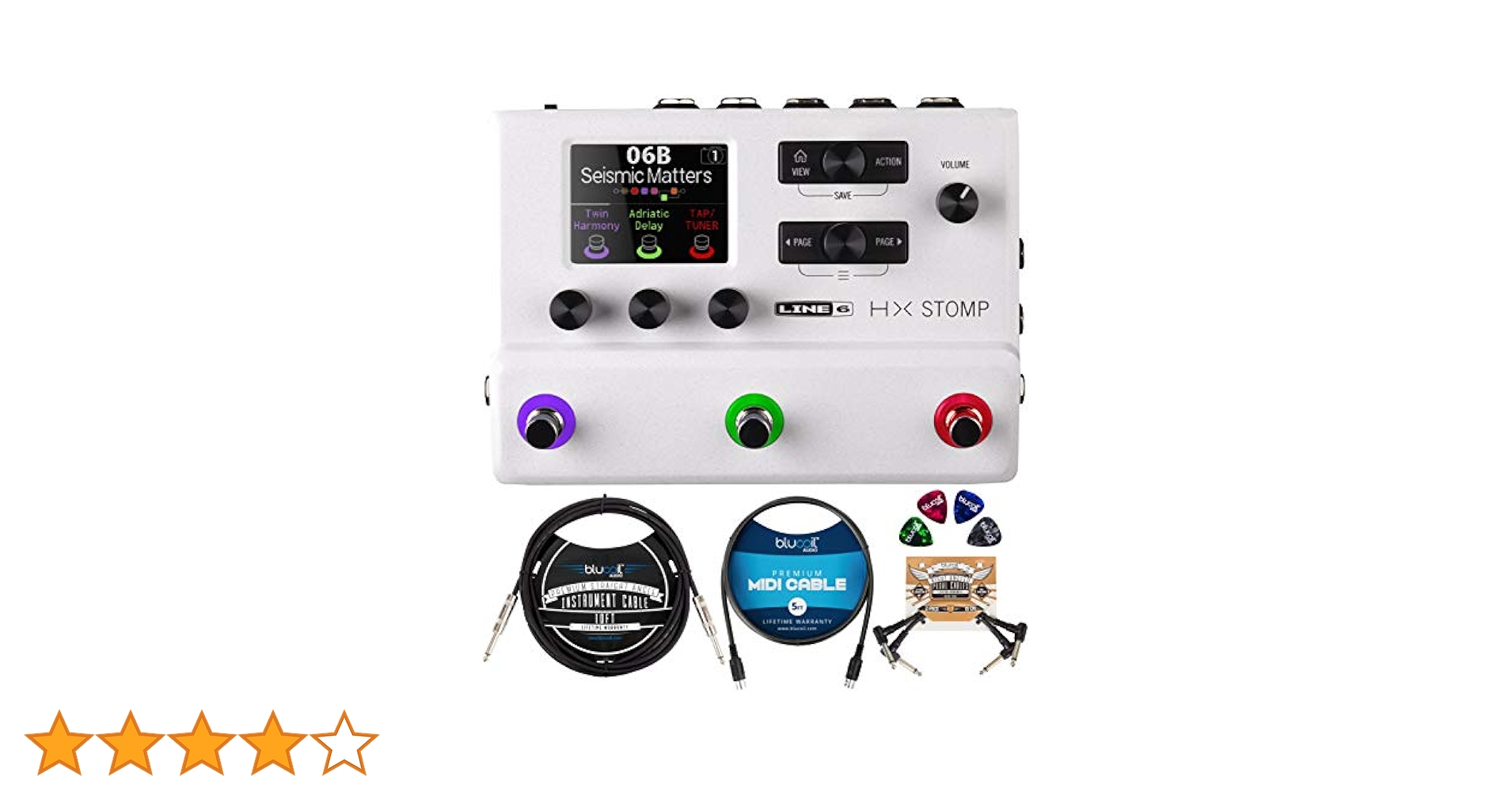 Line6 HX Stomp Multi-Effects Pedal (White) Bundle with