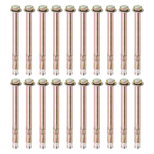 Image of M METERXITY 20-Pack Hex Expansion Bolt, M6x100mm Colored Galvanized Iron-Carbon Steel External Hex Expansion Bolts, Anti-Corrosion Metal Bolt for Concrete /Dry Brick /Block Walls