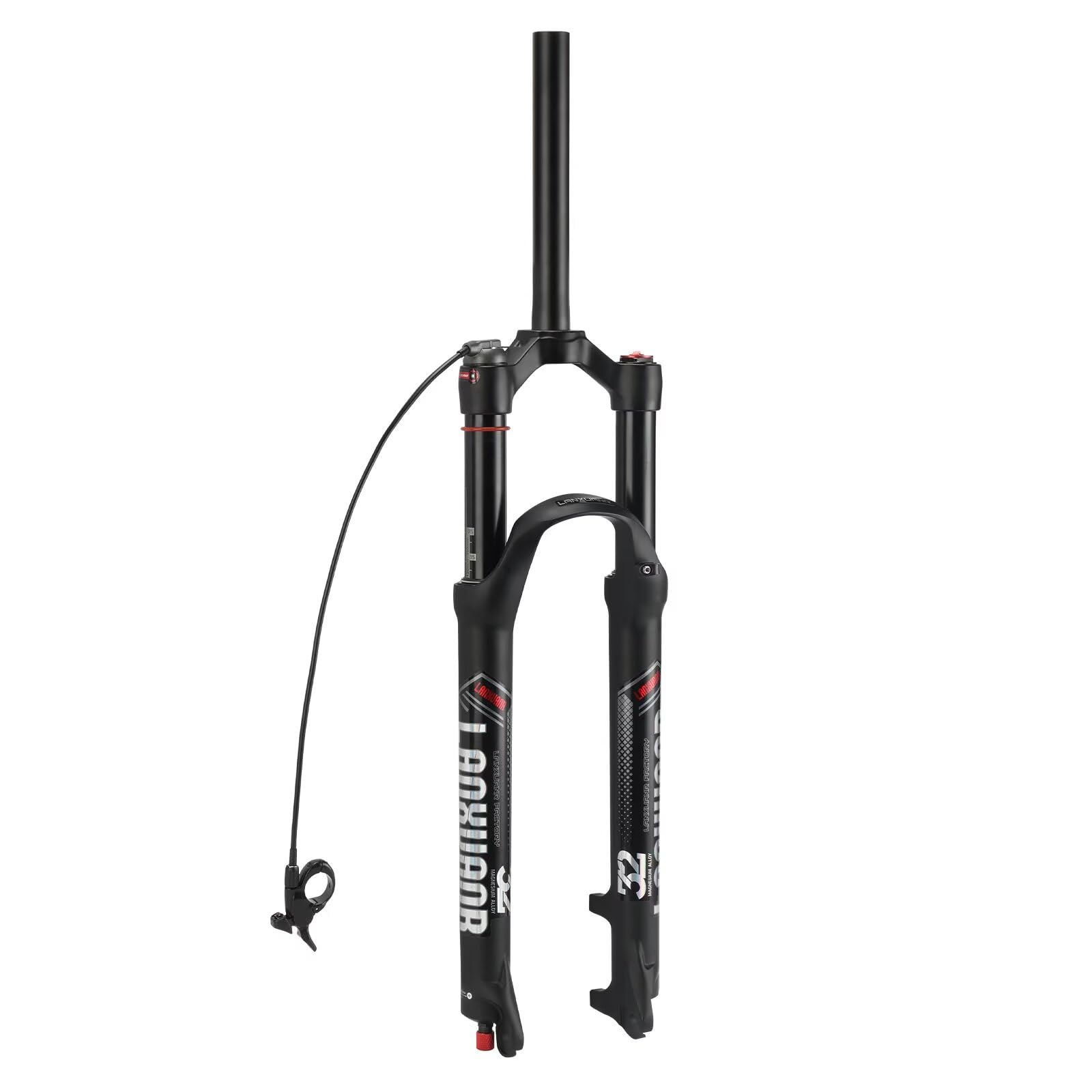 Horquilla para Bicicleta de montaña de 26/27,5/29 Pulgadas. Ajuste de Rebote, suspensión neumática. Tubo Recto/cónico de 1-1/8 Pulgadas x 220 mm, Cierre rápido de 9 x 100 mm, Freno de Disco