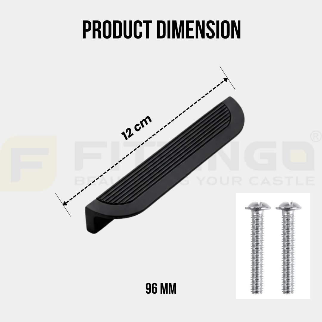 VEZEL Aluminium Cabinet Handles - Silk Black (Pack of 2) -2
