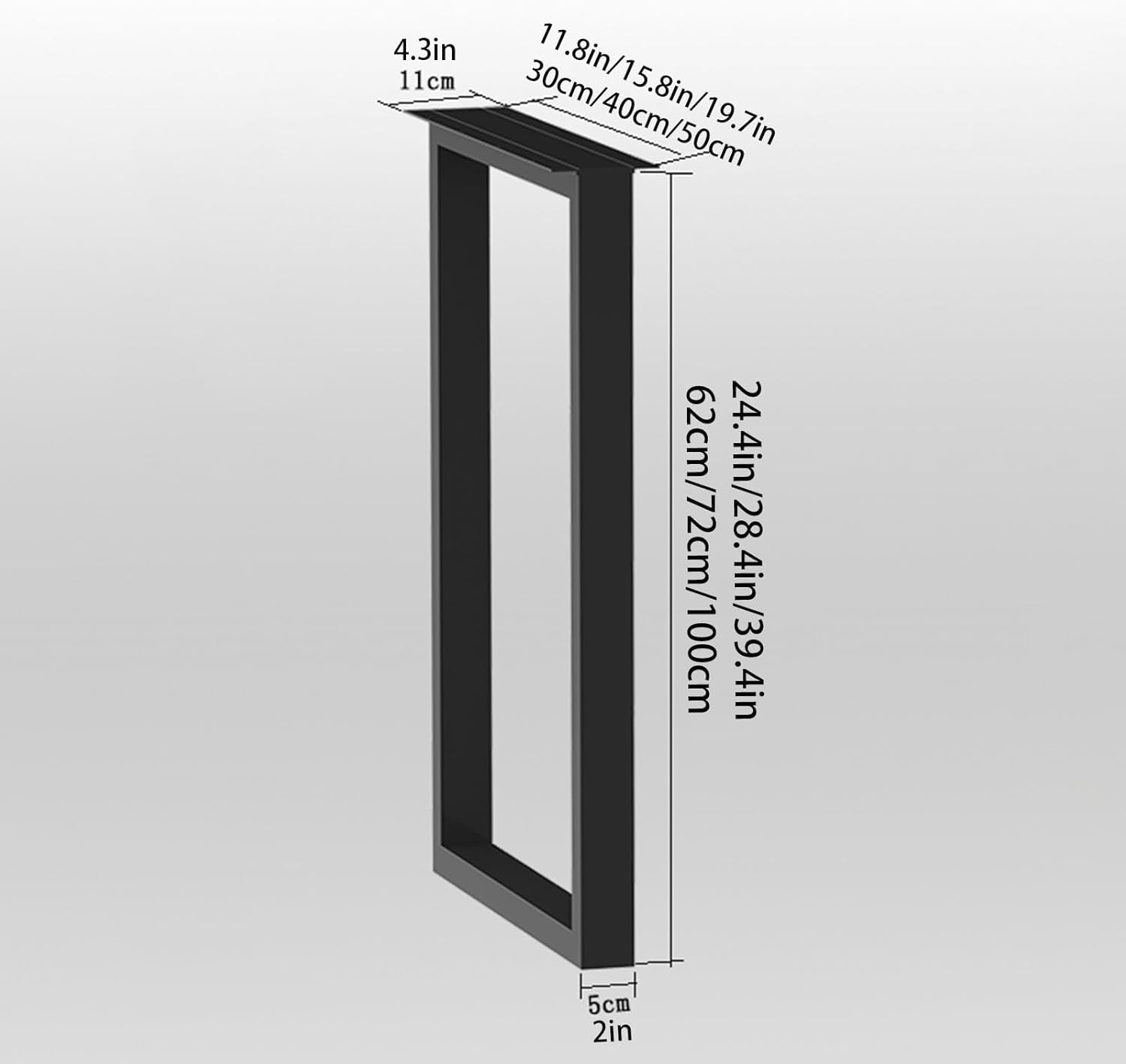 ) Heavy Duty Steel Table Legs Industrial Dining Table Legs 50 * 100cm Black Height Adjustable Furniture Legs for Coffee Table Living Room & DIY Furniture Projects with Mounting Screws