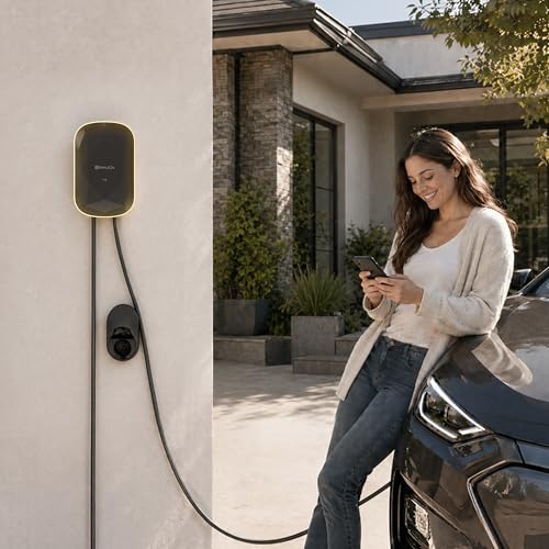 Image of RIPPLEON Level 2 EV Charger - Dual Plug Type Universal Wall Connector Nema Plug-in - Compatible for All North American EVs - 40Amps 240V Tesla Wall Charger, UL, FCC, Satin Black