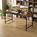 47 Inch Multipurpose Rustic Brown Gaming Office Table: Carbon Fiber Table with Sturdy Metal Frame for All-Scenes