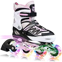 Patines Fitness Precio 2pm Sports Cytia Ajustable Iluminación Patines en línea para niños y Adolescentes con luz Completa hasta LED Ruedas, Diversión Flashing Roller Blades para niños y niñas