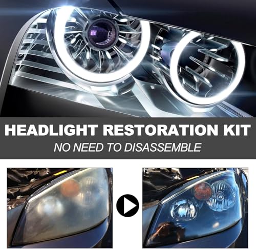 Image of Car Headlight Restoration Kit - Clears Scratches, Dirt & Oxidation for Crystal Clear Headlights, Easy to Apply, Long-Lasting Shine,100ml Cleaner with Sponge & Cloth