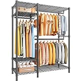 Raybee Clothes Rack Heavy Duty Loads 780LBS Clothing Racks for Hanging Clothes Adjustable Metal Garment Rack,45.5' W x 77' H x16.5 D Black