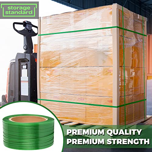 Storage Standard PETS1KGRWB Heavy Duty Packaging Strapping Banding Roll - Green Polyester Pet Industrial-Grade, 1000' X 5/8 Inch X 0.035 Inch Pallet Strap Coil thumb #7