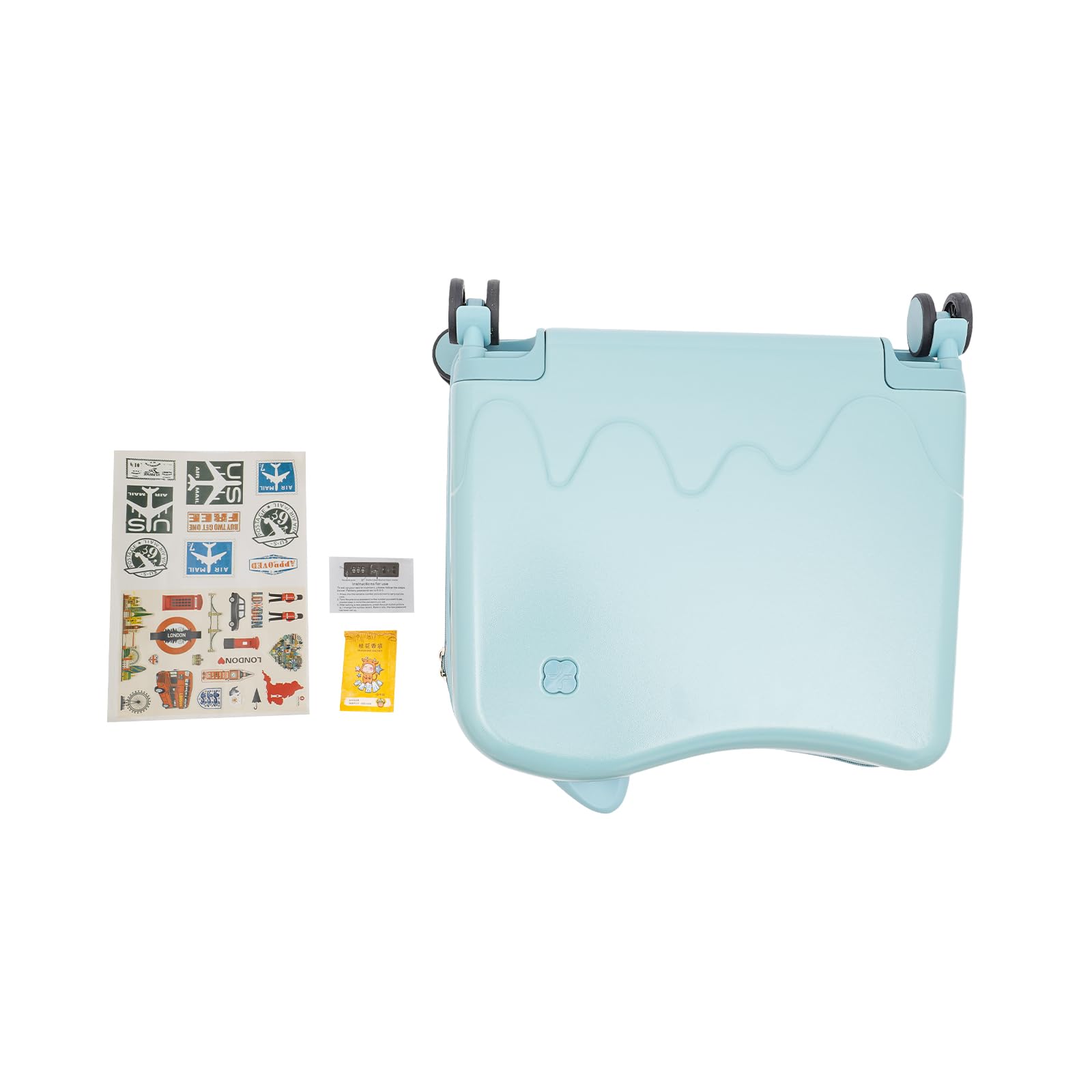Maleta infantil para sentarse arriba, 45,5 x 23 x 43,5 cm, maleta de viaje infantil, cerradura de contraseña integrada, 37 L, 3 kg, 4 ruedas giratorias silenciosas, carrito infantil, azul
