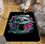 YANGECHEN Alfombra con Estampado De Calavera De Terror Pasillo Sofá De Casa Mesa De Centro Alfombrilla Antideslizante Alfombra De Puerta Antideslizante De Baño 80X150Cm