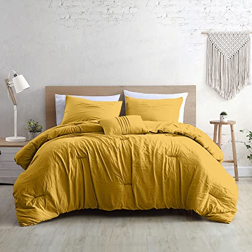 Image of Modern Threads 4-Piece Garment-Washed Comforter Set Beck Gold Queen