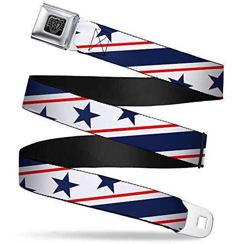 Cinturón de seguridad Buckle-Down con hebilla metálica de apertura por botón y diseño retro