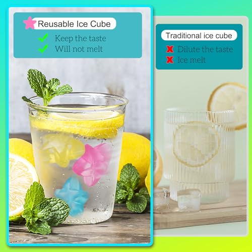 Cubos de hielo reutilizables de plástico en estrella, 40 pzas miniatura 5