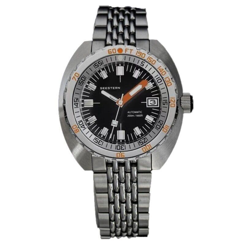 Seestern S406 Automatico Acciaio Nero Datario Orologio Uomo