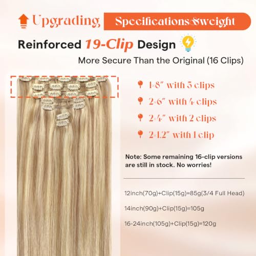 Image of Sunny Hair Clip in Hair Extensions Real Human Hair Highlight Blonde