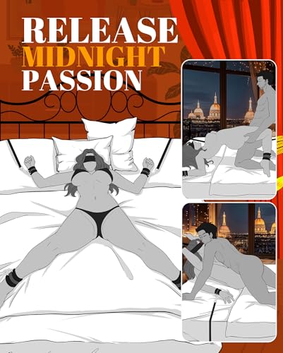 Image of BDSM Bondage Restraint Sex Toys - UTIMI Bed Sex Straps Set with Handcuffs Ankle Cuffs Blindfold Feather Tickler & 4 Separate Straps Adult Kinky Bondage Rope Toy for Men Women and Couples | Queen Size