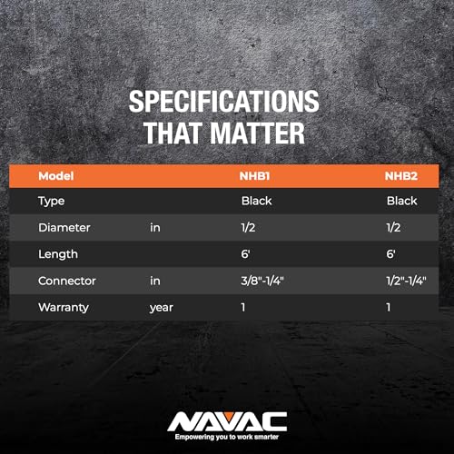 NAVAC NHB2 High-Flow Refrigerant Hose - 1/2" to 1/4" Fittings - 6 Feet Length - 1/2" Internal Diameter - Faster HVAC Evacuation and Recovery - 20 Microns Vacuum - 1 Year Warranty by NAVAC - Image 4